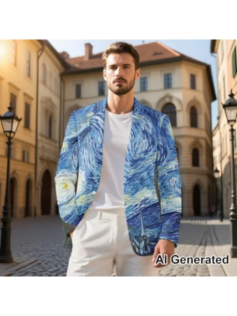Men's Casual Blazer Sport Coat One Button Notched Lapel Long Sleeve Polyester